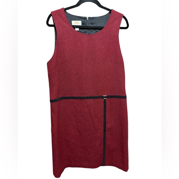 Vintage Talbots Burgundy Black Sleeveless Dress Christmas Dress Sz 12 Wool Blend - Picture 1 of 15